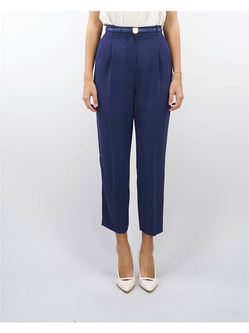 Crepe trousers with belt and embroidery Elisabetta Franchi ELISABETTA FRANCHI | Pants | PA02846E2B75